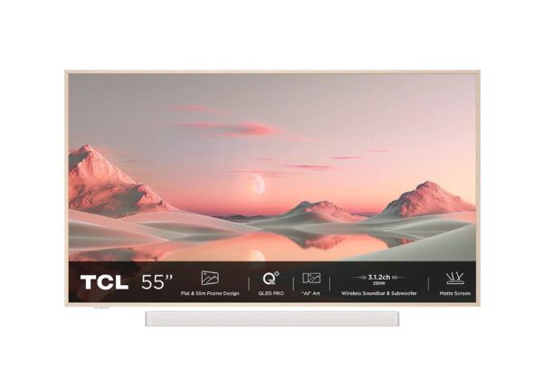 TCL NXTFRAME 55A300W Pro Wit QLED TV | 55'' Ultra HD 4K | Draadloze Soundbar en Subwoofer | Wi-Fi | Smart TV | Google TV | HDR10+ | 120Hz - Afbeelding 6