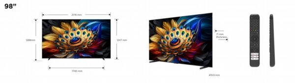 TCL C69 98C69B | 98'' Ultra HD 4K | QLED Smart TV | Wifi | Google TV | Dolby Vision | 60Hz - Afbeelding 3