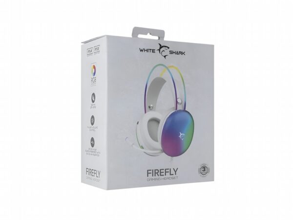 White Shark Firefly RGB | On-Ear Gaming Headset | 3,5mm Connector & USB-A | Wit - Afbeelding 5