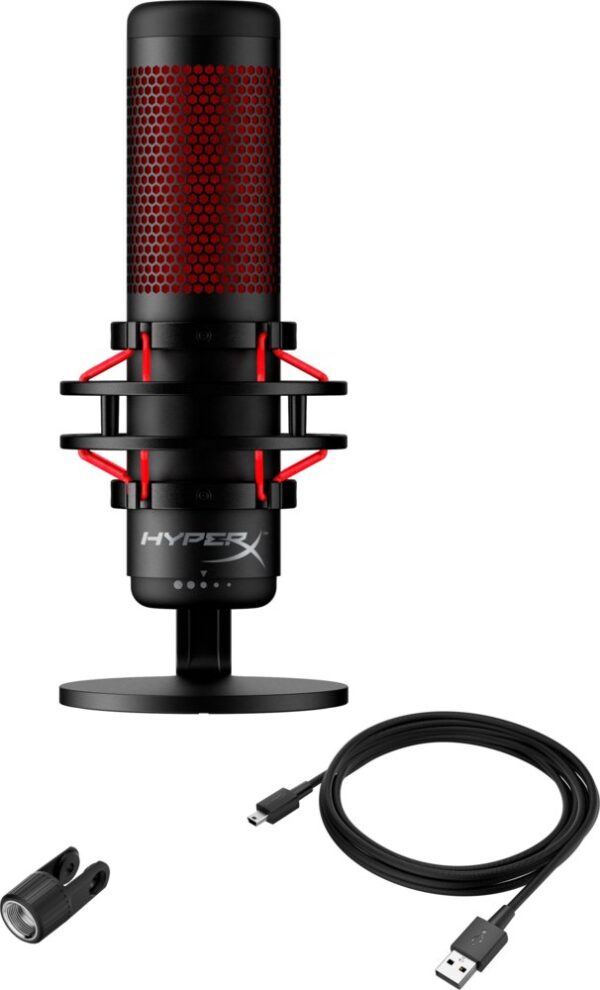 HyperX QuadCast | USB-microfoon | Rode verlichting | Voor pc en console | Zwart/Rood | Open Box - Afbeelding 8
