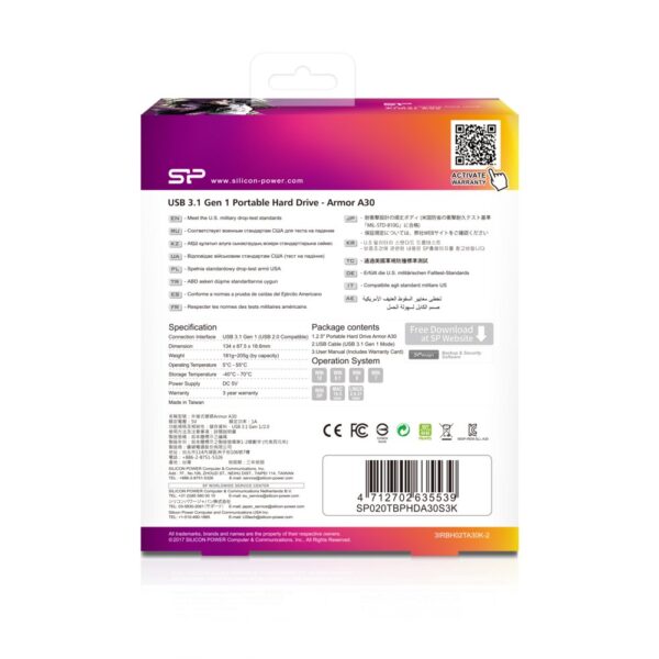Silicon Power 2TB Rugged Armor A30 schokbestendig, 2.5" USB 3.0 Military Grade Portable Hard Drive - Afbeelding 4