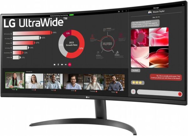 LG 34WR50QK-B | 34" UltraWide (3440x1440) | 100Hz | DisplayPort & 2x HDMI | Zwart | Open Box - Afbeelding 3