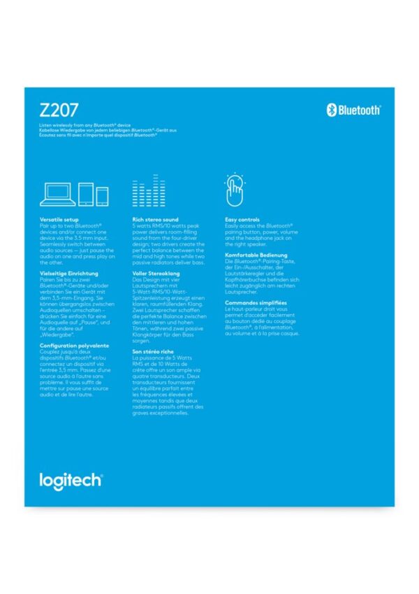 Logitech Z207 | 2.0 Luidsprekerset | Bluetooth en 3,5mm | Zwart/Wit - Afbeelding 11