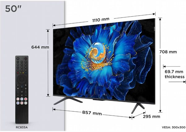 TCL 50C6KS | 50" 4K Ultra HD Mini LED Smart TV | Google TV | Dolby Vision | 60Hz (2025) - Afbeelding 8