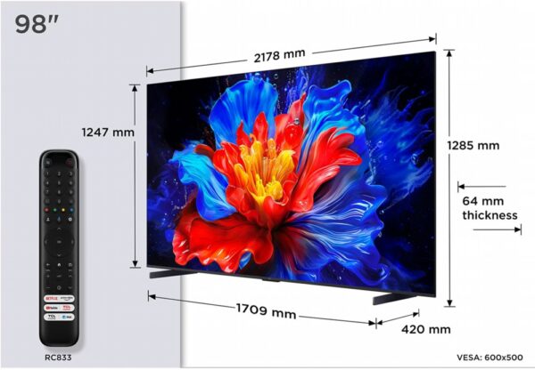 TCL 98P89K | 98" 4K Ultra HD QLED DLED Smart TV | Dolby Vision | HDR10+ | 144Hz (2025) - Afbeelding 7