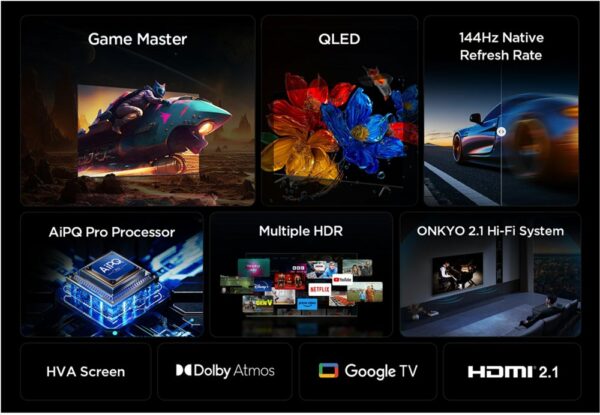 TCL 98P89K | 98" 4K Ultra HD QLED DLED Smart TV | Dolby Vision | HDR10+ | 144Hz (2025) - Afbeelding 3