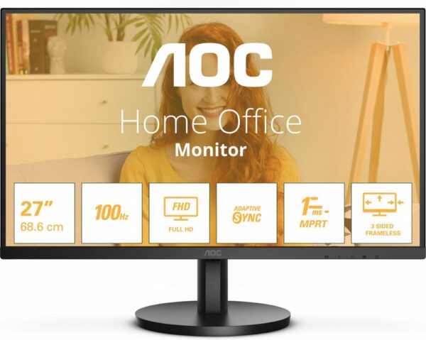 AOC Q27B3CF2 | 27" | 2560x1440 Quad HD IPS | 100Hz | 1ms MPRT | Ingebouwde Speakers | USB-C 65W Power Delivery