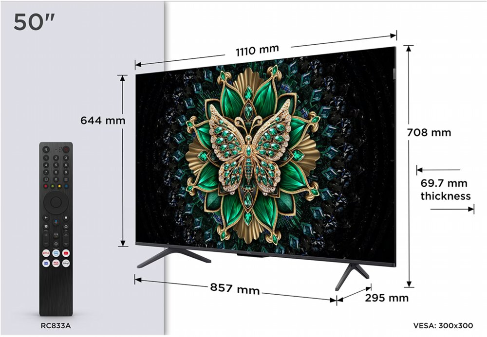 TCL 50C61K | 50" 4K Ultra HD QD-MiniLED | 120Hz | Google TV | Dolby Vision | HDMI 2.1 | Smart TV - Afbeelding 6