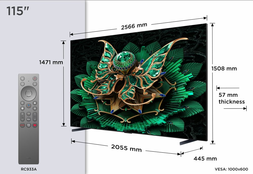 TCL 115C7K | 115" 4K Ultra HD QD-MiniLED | 120Hz | Google TV | HDMI 2.1 | Dolby Vision IQ | Smart TV - Afbeelding 4