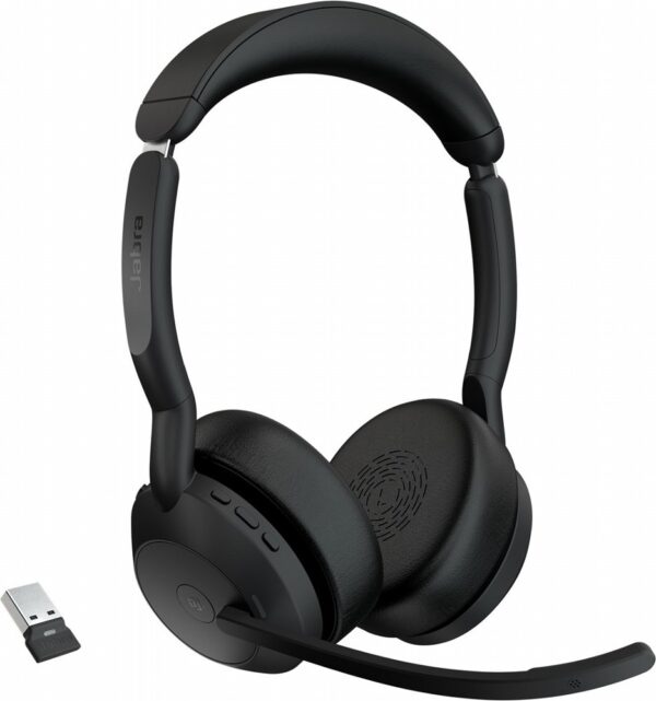 Jabra Evolve2 55 Link380a MS Stereo | Bluetooth Headset (ANC) | USB-A Dongle | Oplaadstandaard | Zwart