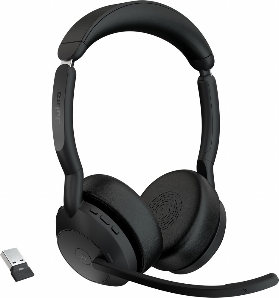 Jabra Evolve2 55 Link380a MS Stereo | Bluetooth Headset (ANC) | USB-A Dongle | Oplaadstandaard | Zwart