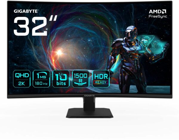 Gigabyte GS32QCA | 31,5" | Quad HD | 180 Hz | 1 ms | 2x HDMI | DisplayPort | Gaming Monitor