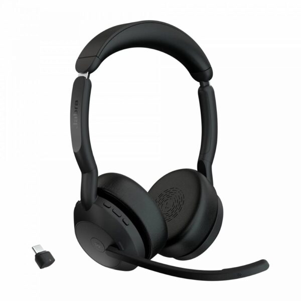 Jabra Evolve2 55 Link380c MS Stereo | Bluetooth Headset (ANC) | USB-C Dongle | Oplaadstandaard | Zwart