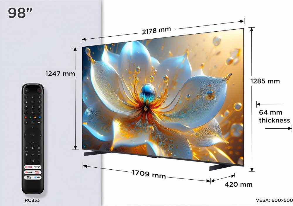 TCL 98T8C | 98” 4K QLED | 144Hz Motion | Dolby Vision & Dolby Atmos | Google TV & WiFi (2025) | OPEN BOX - Afbeelding 8