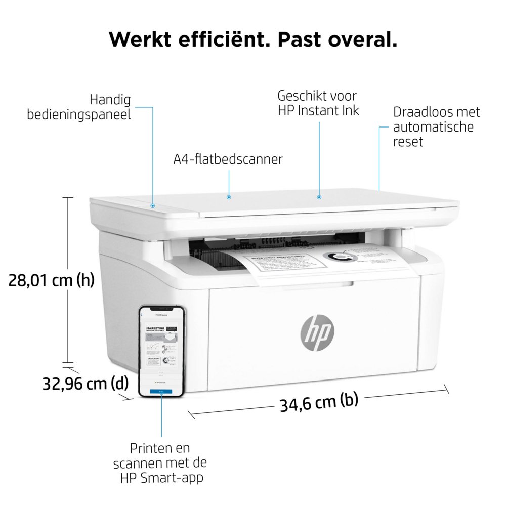 HP LaserJet Pro MFP M140w | All-in-One Laserprinter | A4 | 600 x 600 DPI | Wi-Fi | Zwart/Wit - Afbeelding 10