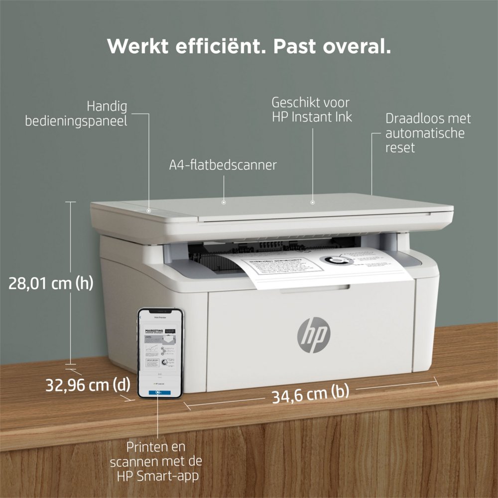 HP LaserJet Pro MFP M140w | All-in-One Laserprinter | A4 | 600 x 600 DPI | Wi-Fi | Zwart/Wit - Afbeelding 7