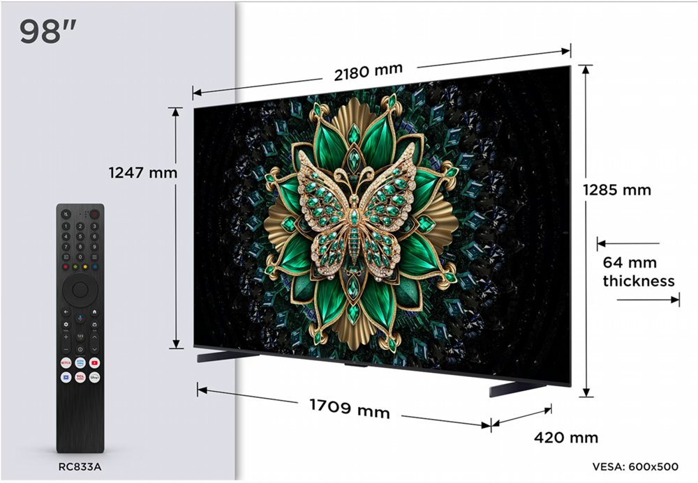 TCL 98C61K | 98" 4K QD-Mini LED Smart TV | Google TV | 120Hz | Dolby Vision IQ - Afbeelding 3