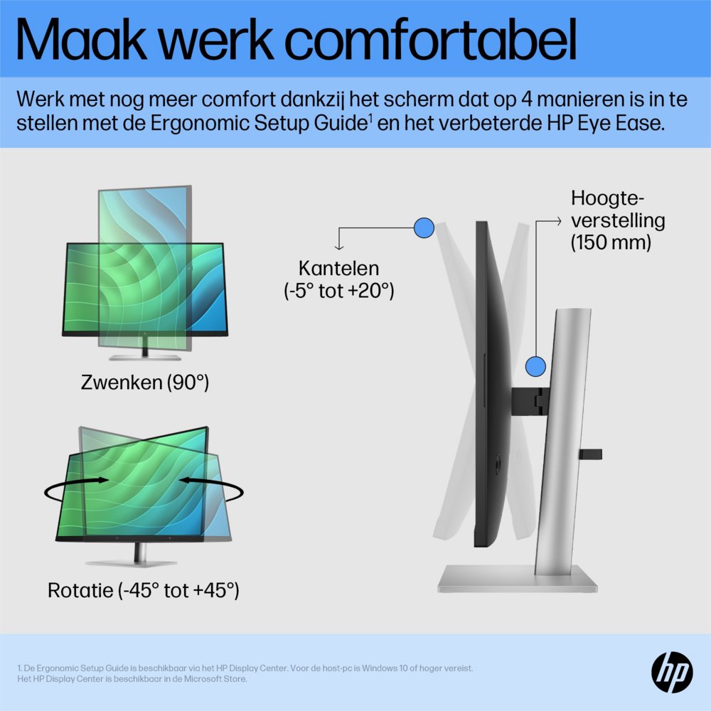 HP E27 G5 27'' | 1920x1080 IPS | 75Hz | USB-Hub | Ergonomisch Design | Full HD Monitor - Afbeelding 10