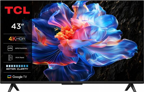TCL 43P61K 43" | 4K UHD Smart TV | Google TV | HDR | Zwart