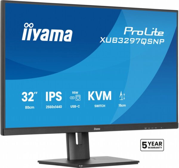 iiyama ProLite XUB3297QSNP-B1 | 32" QHD IPS | 100Hz | USB-C 95W | RJ45 | KVM-switch | Zwart