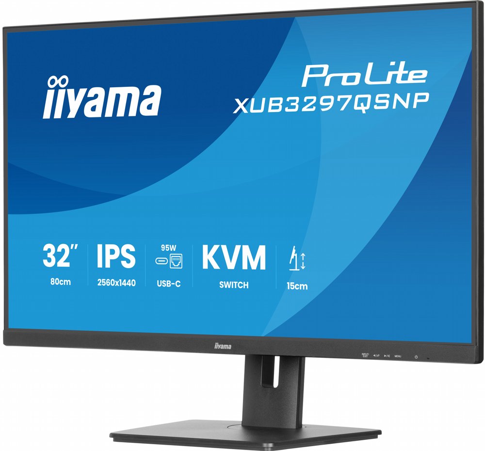 iiyama ProLite XUB3297QSNP-B1 | 32" QHD IPS | 100Hz | USB-C 95W | RJ45 | KVM-switch | Zwart - Afbeelding 6